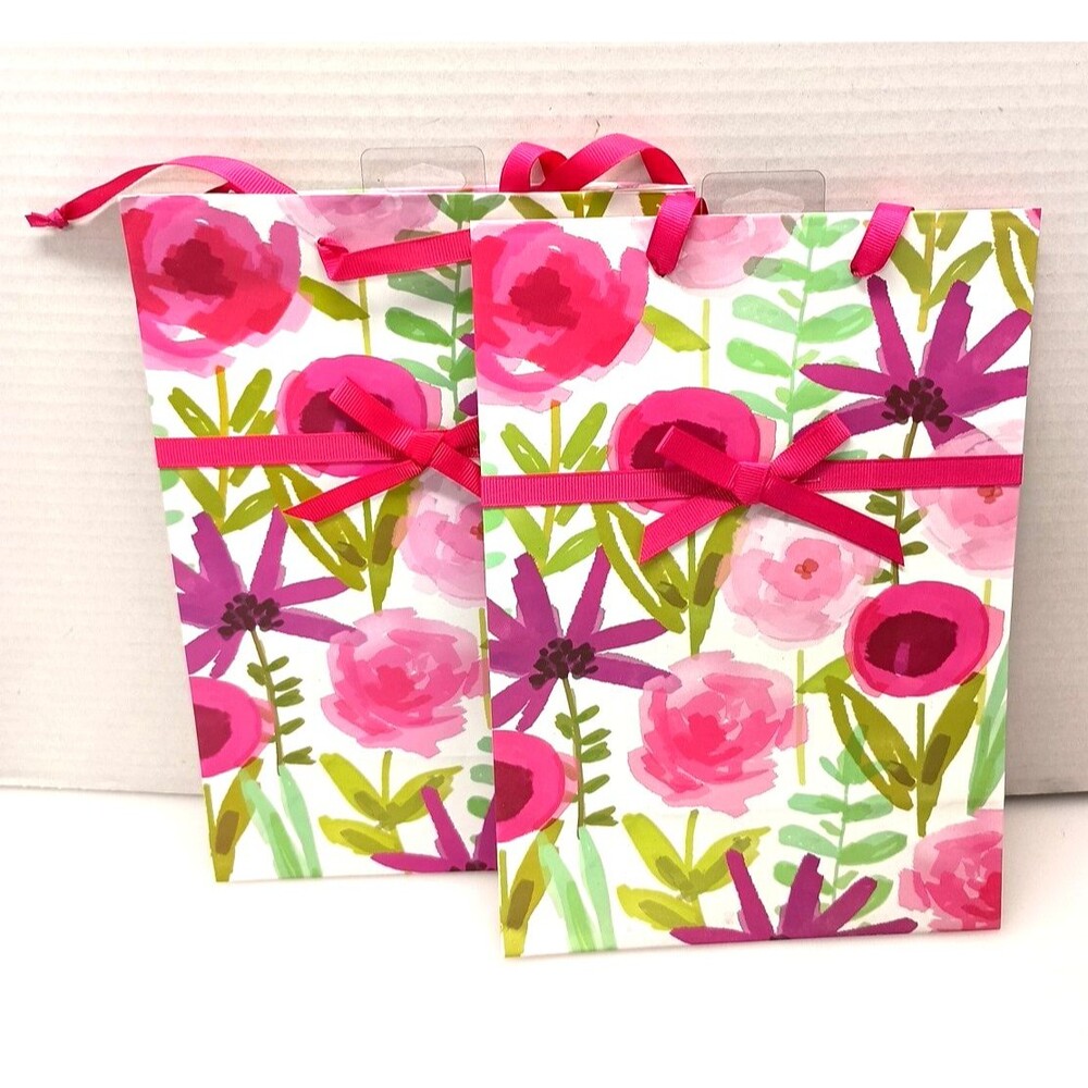 American Greetings Floral Valentine Easter Themed 2 Gift Bag Set